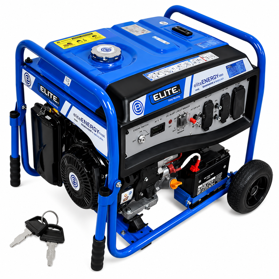 Planta Generador Eléctrico a Gasolina 9000W 25L 16Hp Elite 2G100