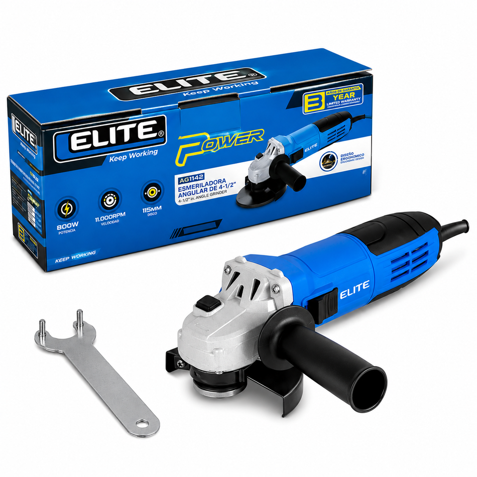 Esmeriladora Angular 4-1/2" 800W Elite AG1142