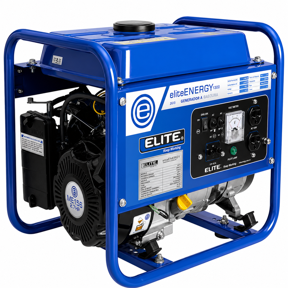 Generador a Gasolina Portatil 1,300W 2.7Hp Elite 2G13