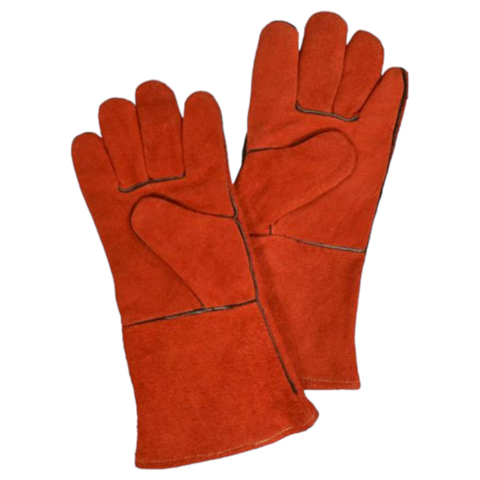 Guantes Para Soldador De Carnaza Rojo 14" Con Forro HIGH POWER GS-1003