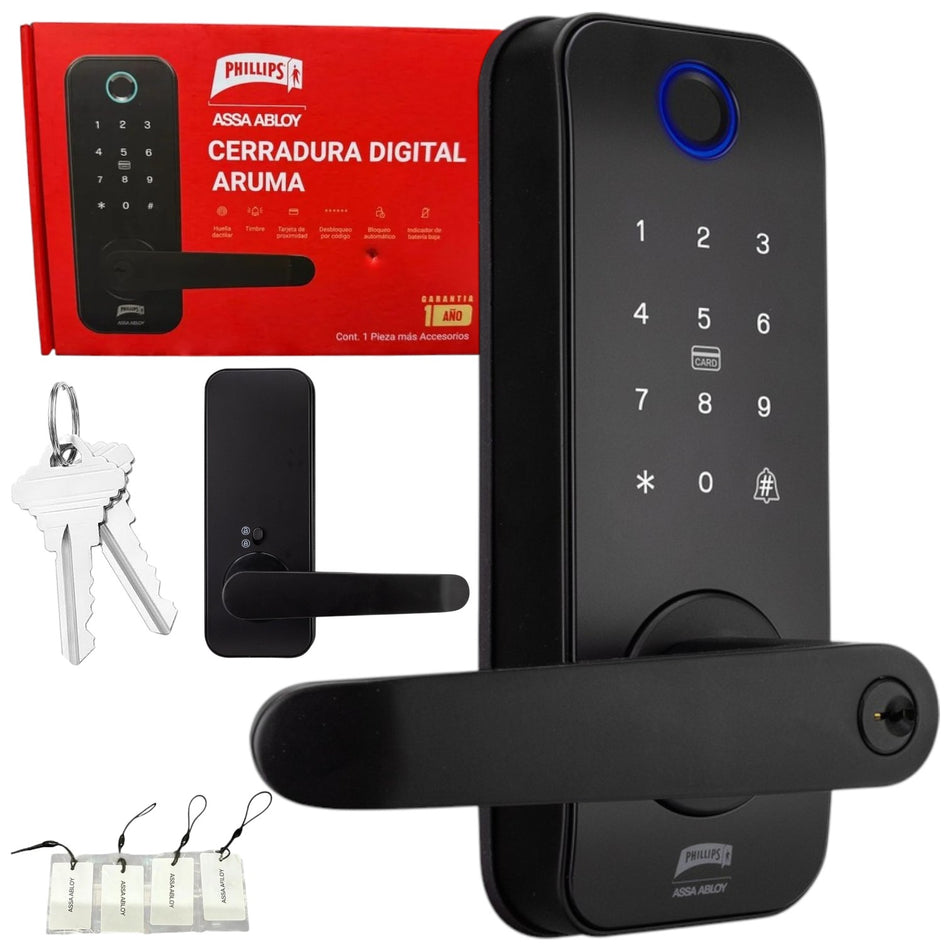 Cerradura Digital Chapa Electrónica Negro Mate Aruma Phillips MX83427