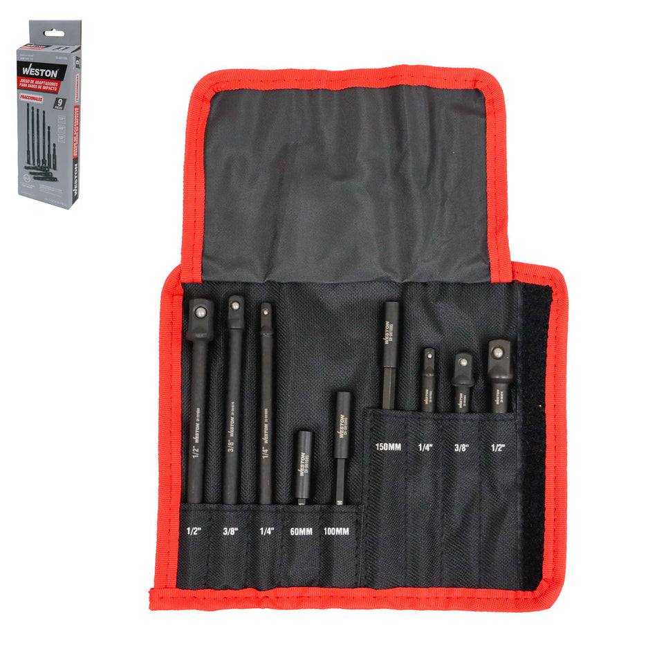 Juego De Adaptadores De Impacto 1/4" 9pz Weston DI-051135