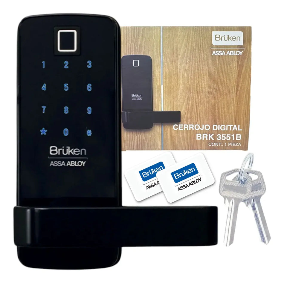 Cerradura Digital Chapa Electrónica Negro Mate Bruken BRK3551B MX67111