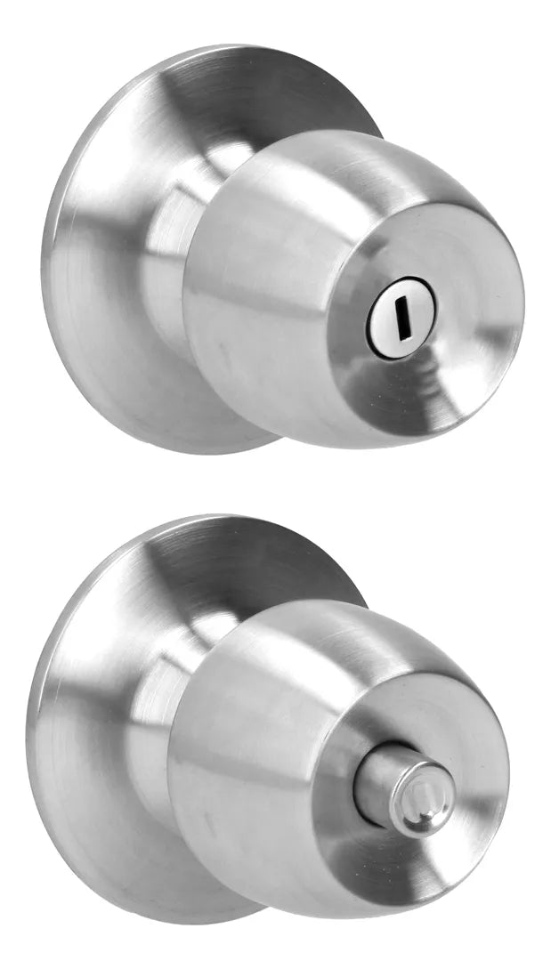 Cerradura Chapa Pomo Cilíndrico Tipo Bola Para Baño Inoxidable Prolok 20POP