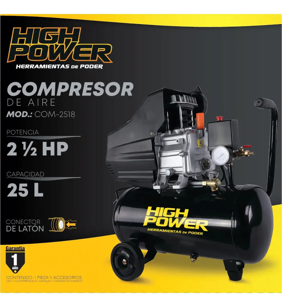 Compresor De Aire 25LT 2.5Hp High Power HIGHCOM-2518