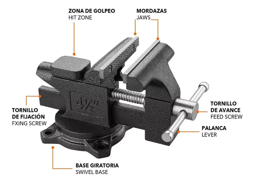 Tornillo De Banco 4.5 Pulgadas Ajuste Rapido Dewinner THQ45