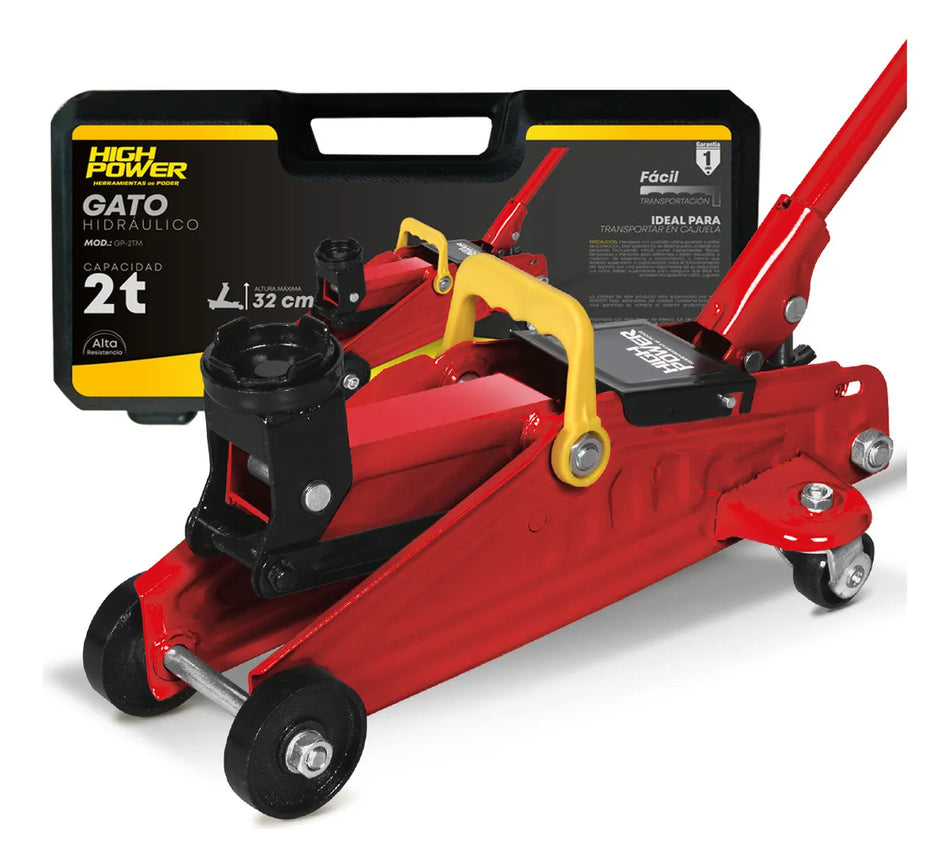 Gato De Patin Hidraulico 2 Toneladas Con Maletín High Power HIGGP-2TM