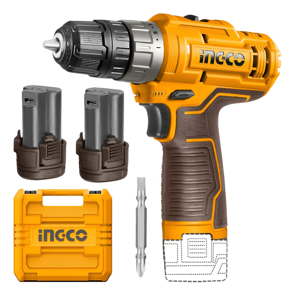 Taladro Atornillador Inalambrico Ingco CDLI12202 3/8" 12V