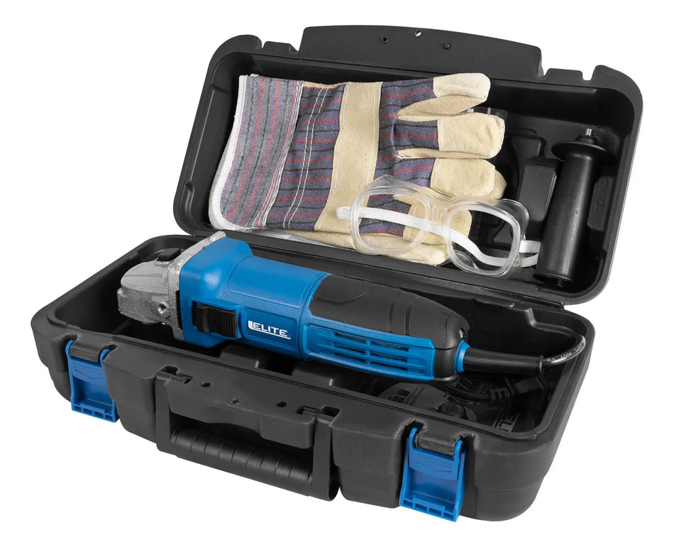 Mini Esmeriladora Angular 4-1/2" 800W Profesional + Accesorios Elite AG1142KIT