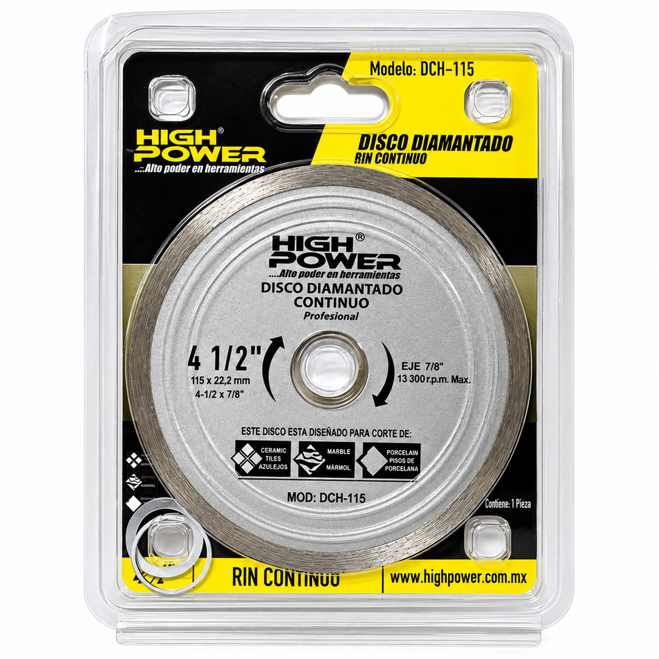 Disco de Diamante Para Corte de Concreto de 4-1 2" Rin Continuo Highpower DCH-115