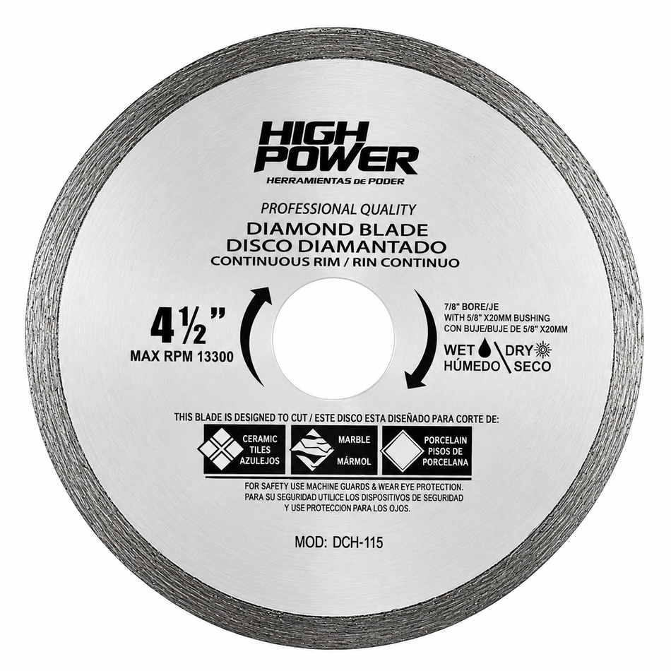Disco de Diamante Para Corte de Concreto de 4-1 2" Rin Continuo Highpower DCH-115