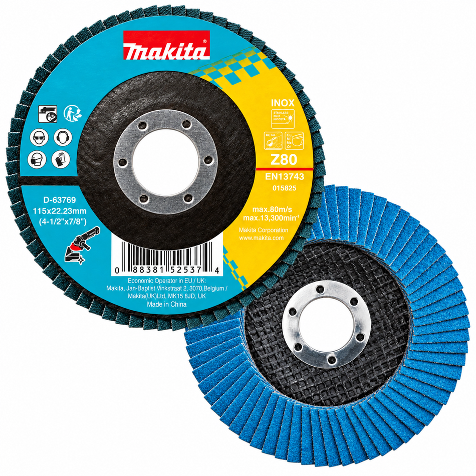 Disco Laminado Lija Flap Grano 80 4-1/2" Zirconio Makita D-63769