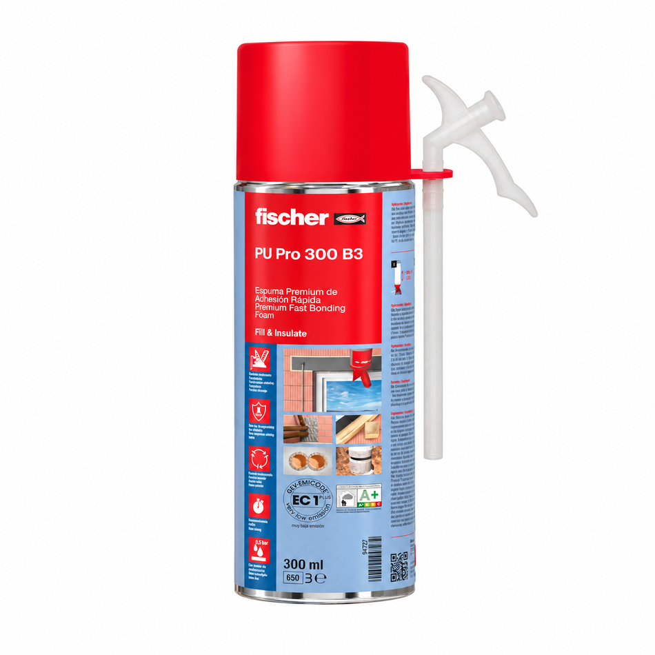 Espuma De Poliuretano Expansiva Fischer PU 1/300 B3 300ml 12Pz 520806