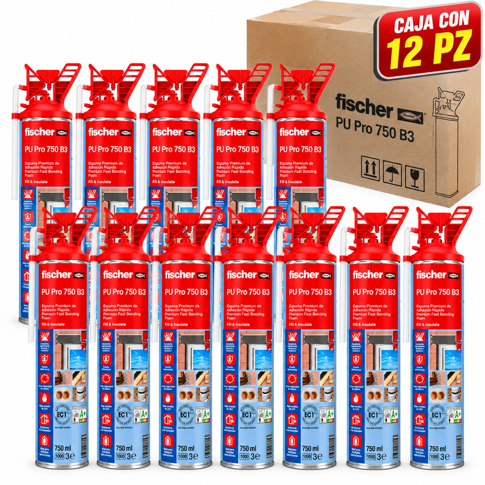 Espuma De Poliuretano Expansiva Fischer PU 1/750 B3 750ml 12Pz 94728