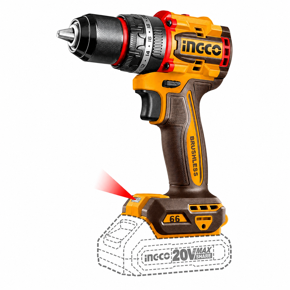 Ingco Kit UCKLI20286 Rotomartillo Inalámbrico + Llave de impacto 20V Brushless
