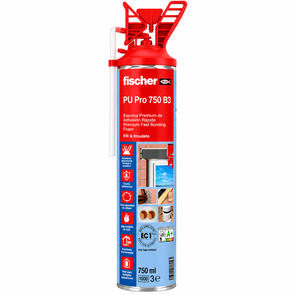 Espuma De Poliuretano Expansiva Fischer PU 1/750 B3 750ml 12Pz 94728