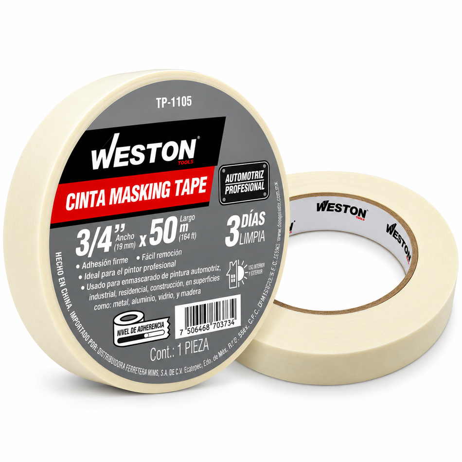 Cinta Masking Tape 3/4" 19mm x 50m Weston TP-1105
