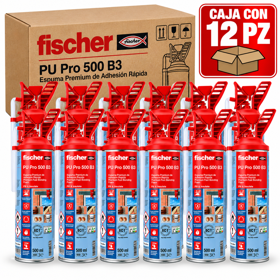 Espuma De Poliuretano Expansiva Fischer PU 1/500 B3 500ml 12Pz 94727