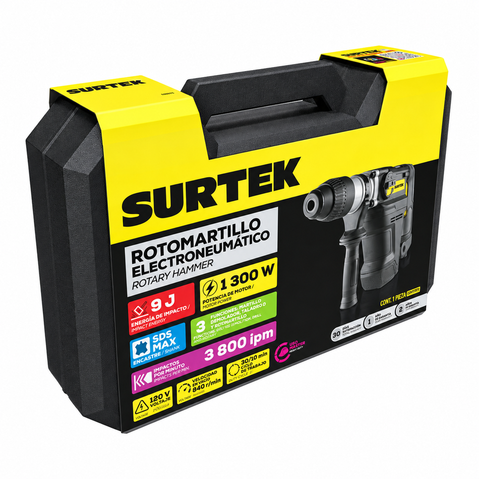 Rotomartillo electroneumático Sds Max 1300W 9J Surtek RME79
