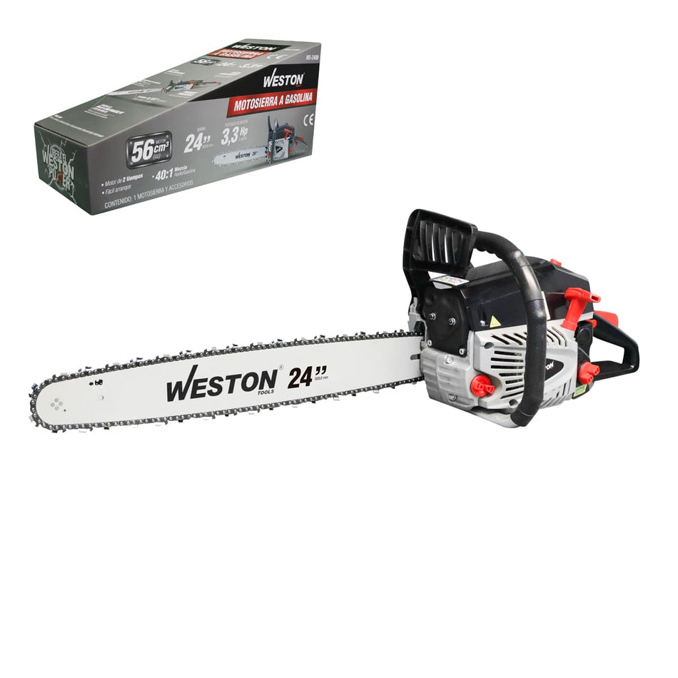 Motosierra A Gasolina 24" Weston MS-1600 56cc 3.5Hp