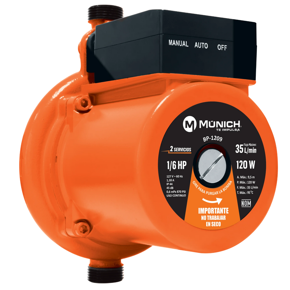 Bomba Presurizadora 1/3Hp 120W 1 Servicio Munich BP-1209