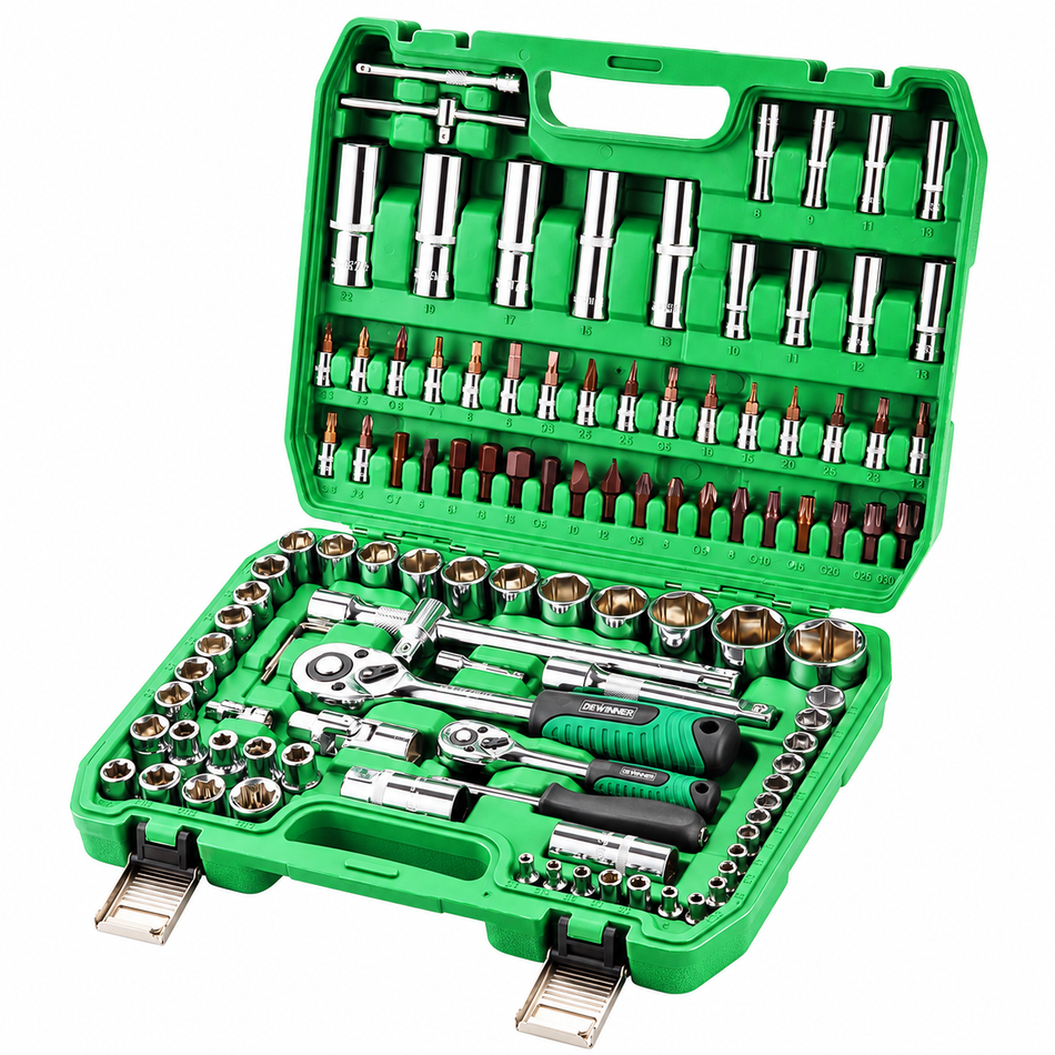Juego de Dados Matraca 1/4"-1/2" Herramientas 108 piezas Autocle Dewinner DW-108JT