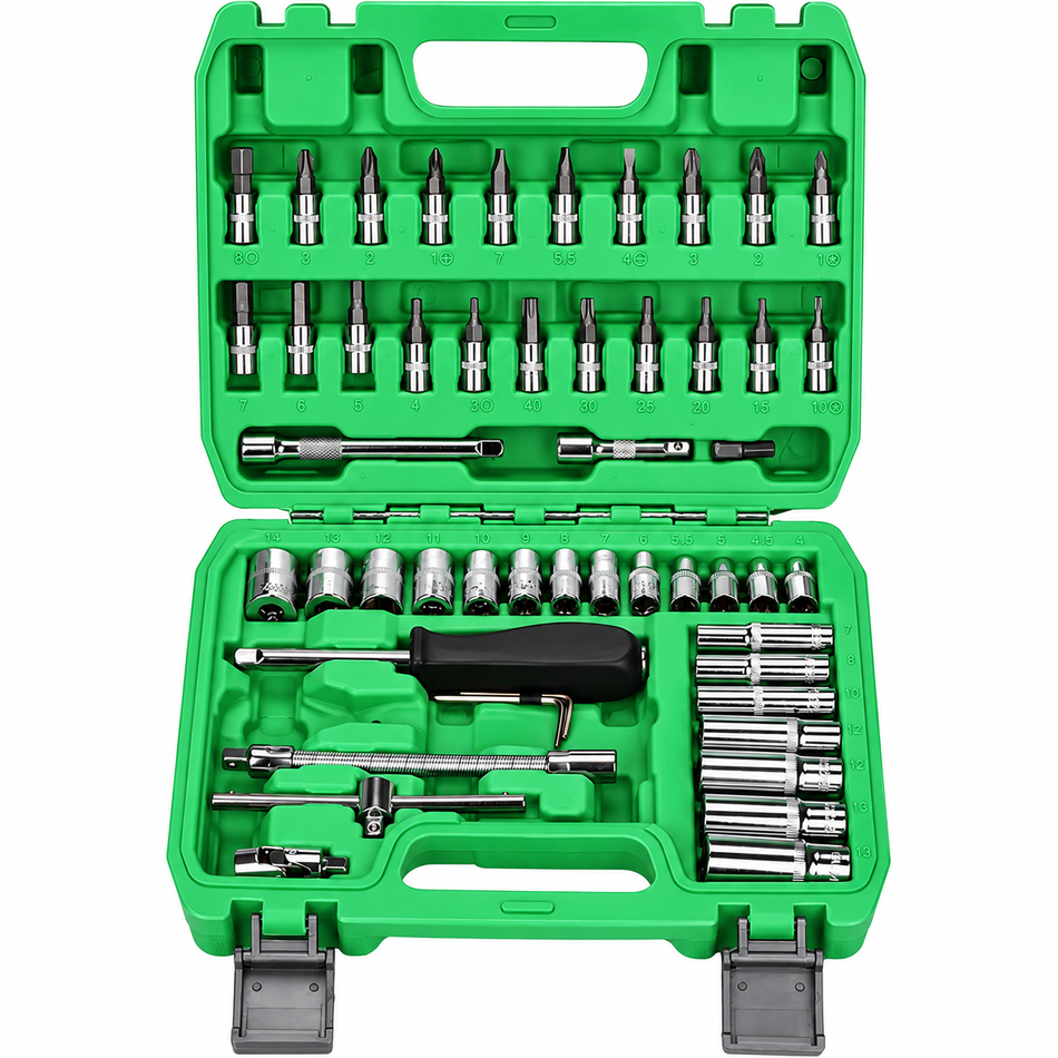 Juego de Dados y Herramientas Matraca 1/4" 53 Piezas Autocle Dewinner DW-53JT