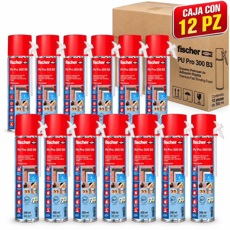 Espuma De Poliuretano Expansiva Fischer PU 1/300 B3 300ml 12Pz 520806