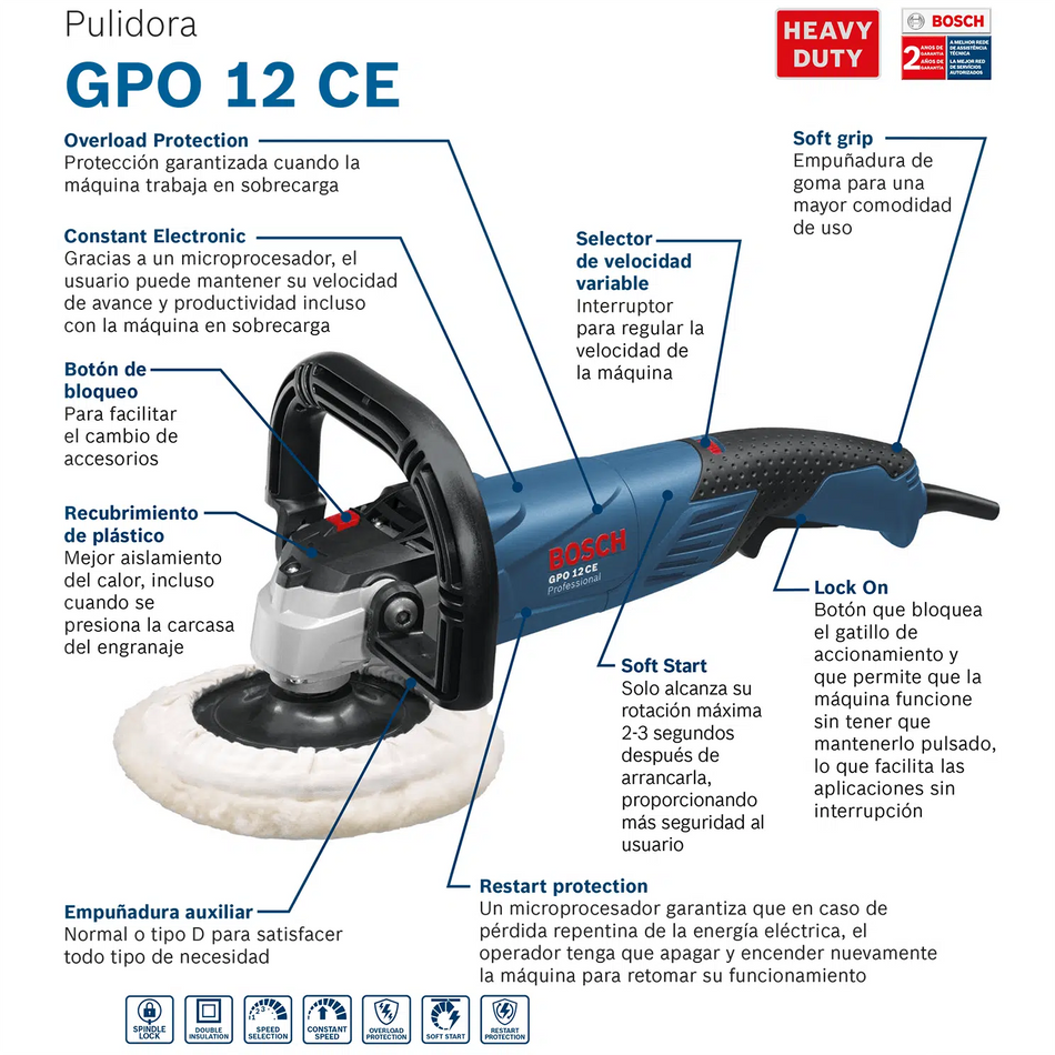 06013890G0 Pulidora Bosch 7 Pulgadas GPO 12 CE 1250W V.v