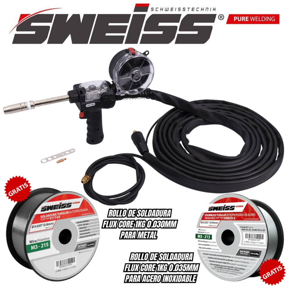 Antorcha Spool Gun 6m Sweiss M1-122 Microalambre MIG 250Amp