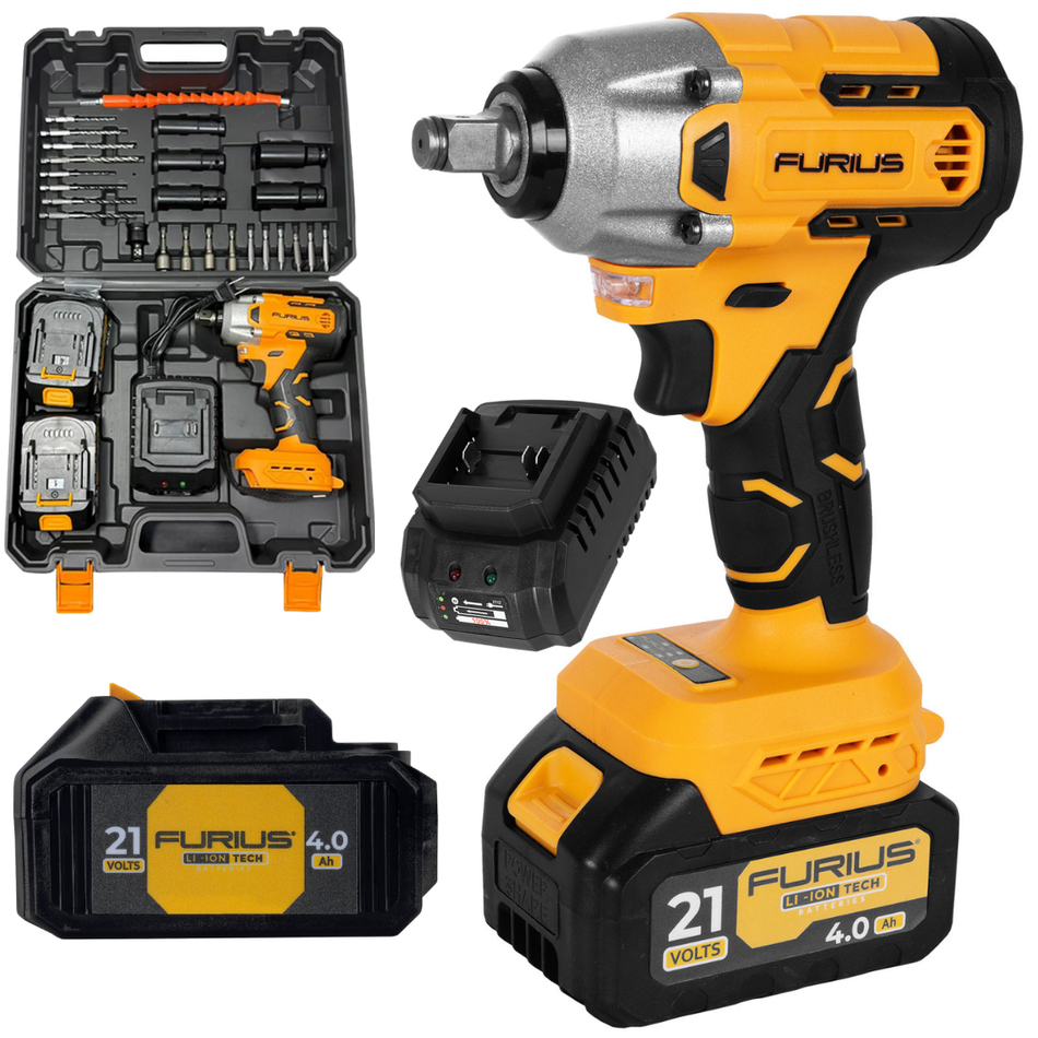 Llave De Impacto Inalambrica Furius 21v 1/2" 420Nm Brushless 20 Accesorios FIW213K