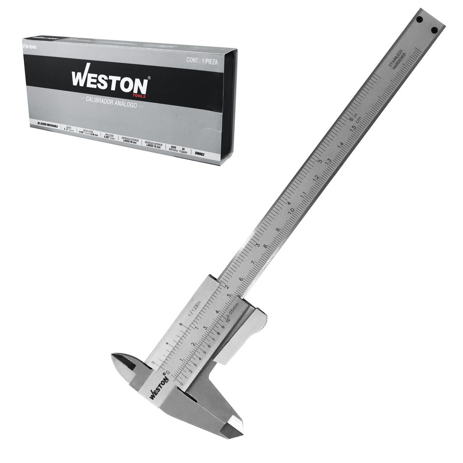 Calibrador Vernier De Acero Inoxidable 6" MM Y STD Weston STW-9340