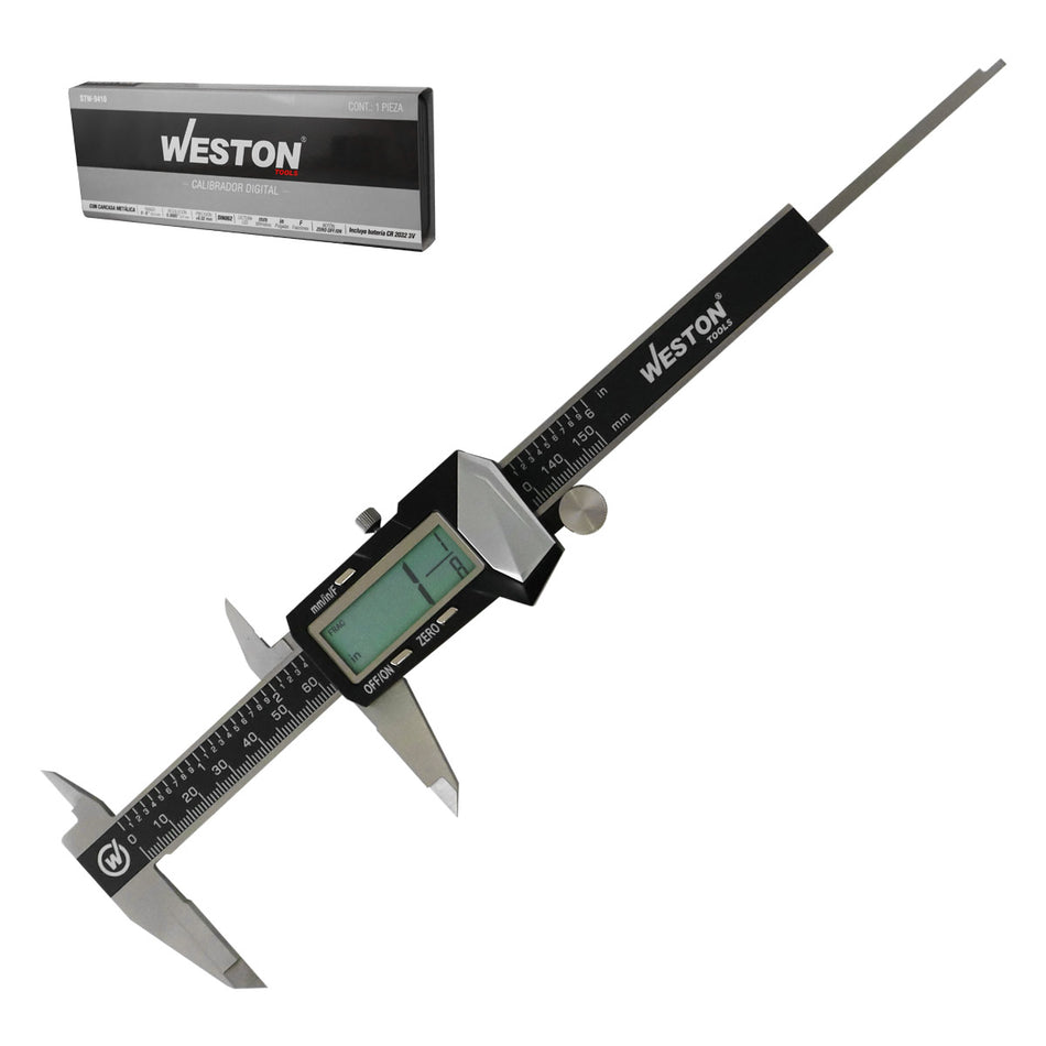 Calibrador Digital De Acero Inoxidable 6" Metálico Weston STW-9410