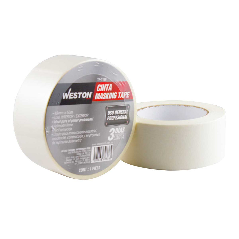 CINTA MASKING TAPE USO GENERAL PROFESIONAL 2" 48MM x 50M WESTON TP-1120