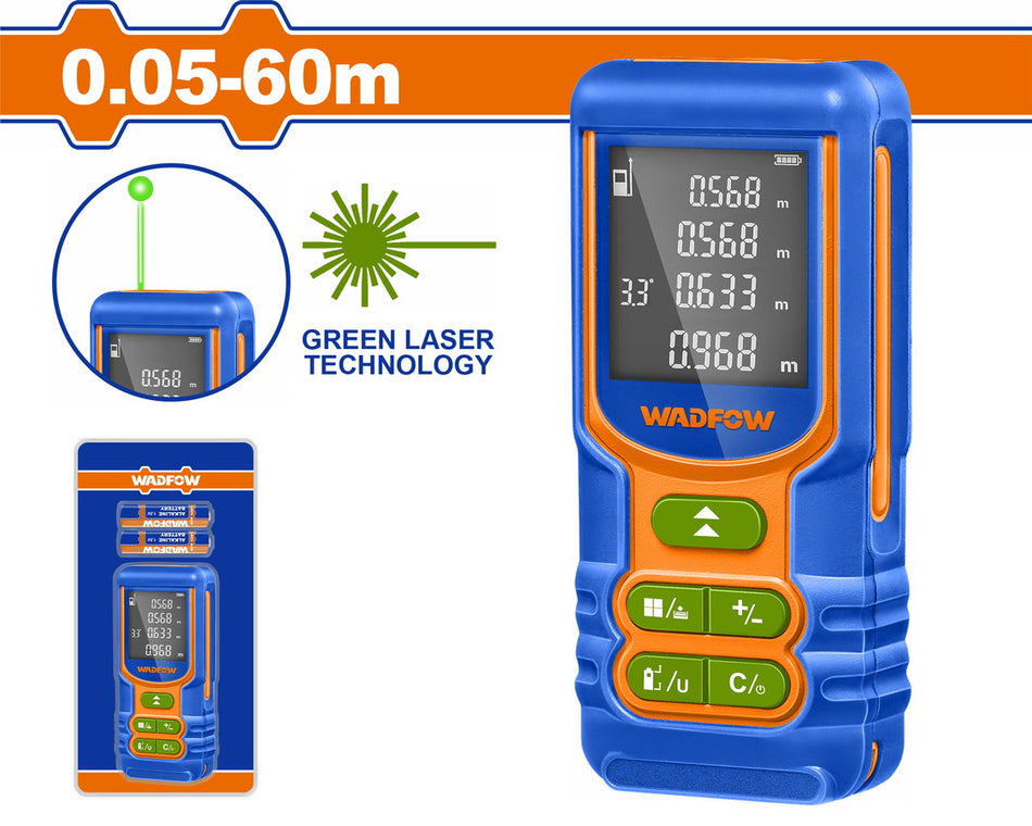 Medidor De Distancia Laser Verde 60m Distanciometro Wadfow WDL526