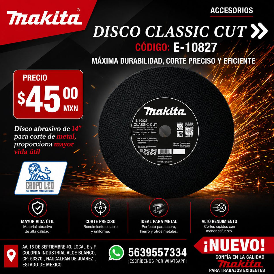 Disco Abrasivo De Corte Para Metal 14" Makita E-10827