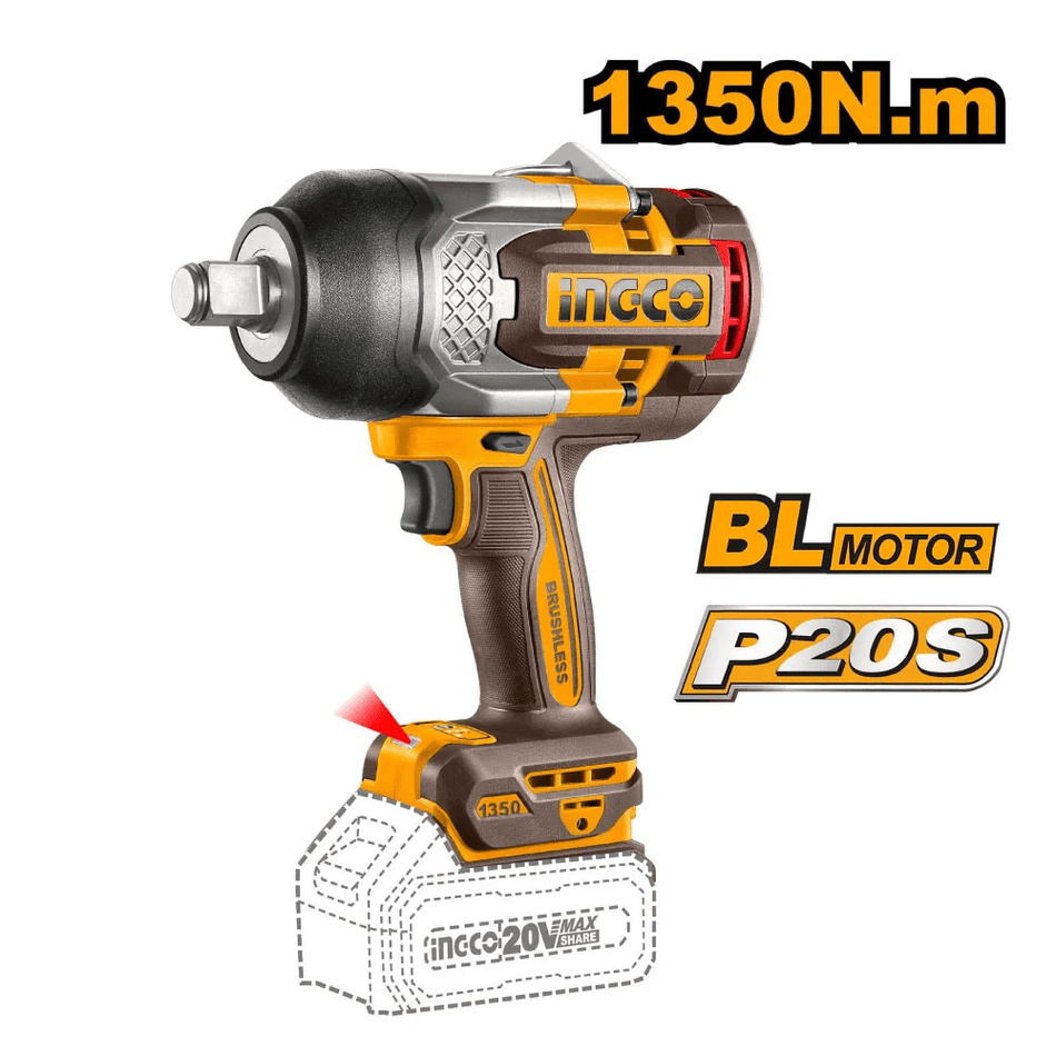 Llave De Impacto Inalambrica 3/4" Ingco UCIWLI20135 1350Nm 20V Brushless