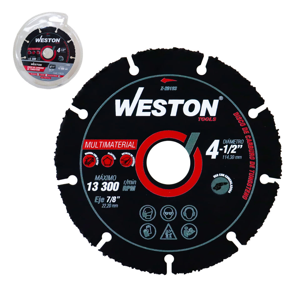 Disco De Corte Para Madera 4-1/2" De Carburo Weston Z-20193