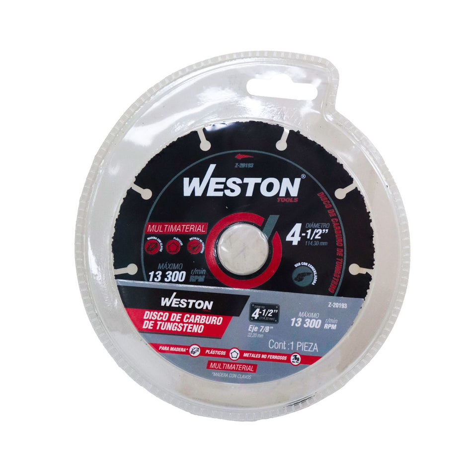 Disco De Corte Para Madera 4-1/2" De Carburo Weston Z-20193