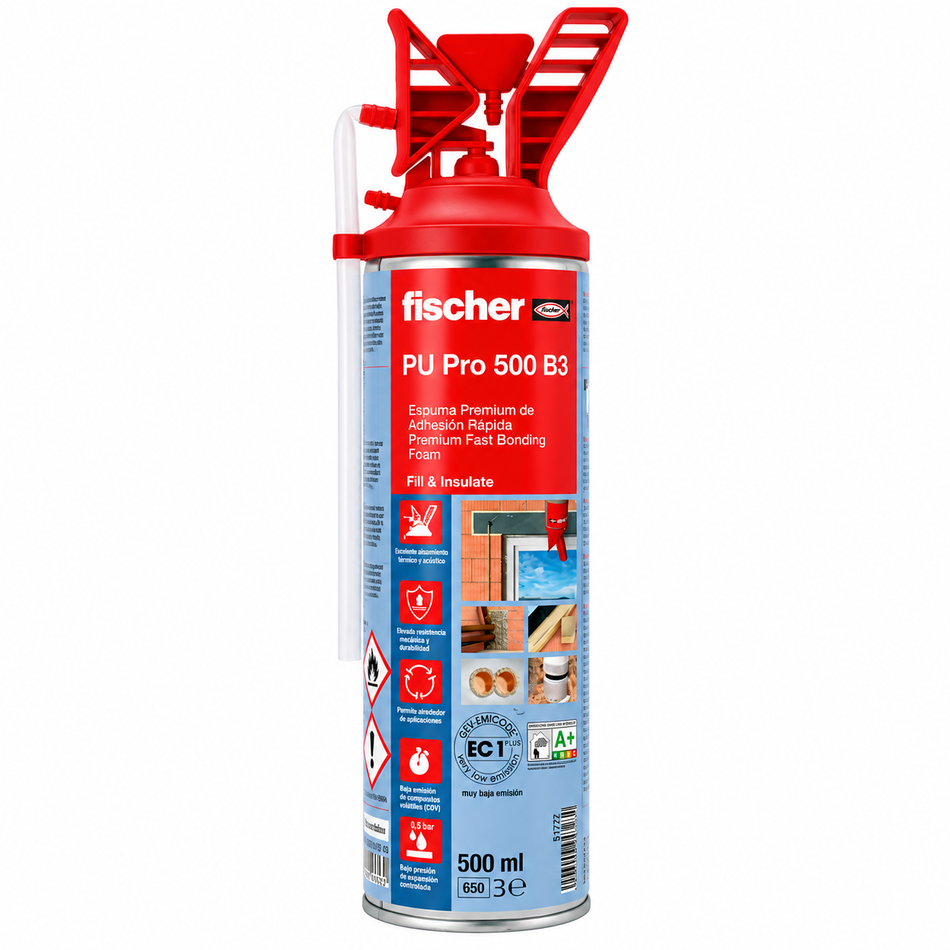 Espuma De Poliuretano Expansiva Fischer PU 1/500 B3 500ml 12Pz 94727
