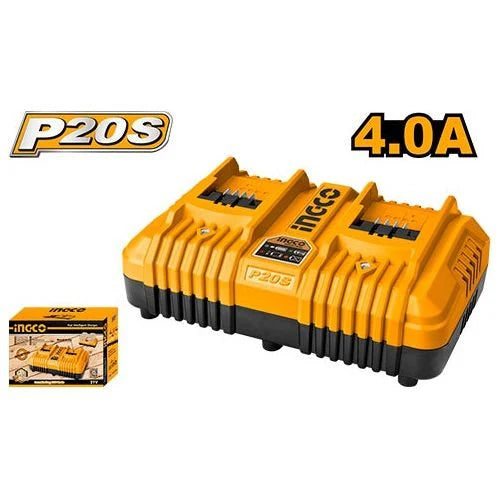 Cargador Rapido Doble para herramientas Ingco Li-ion 20v 4.0A Ingco UFCLI2034