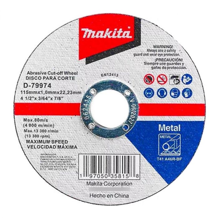 Disco De Corte Makita Para Metal 4-1/2" 1pz D-79974
