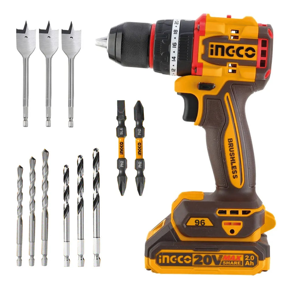 Taladro Rotomartillo Inalambrico 1/2" 20v Brushless 96Nm Ingco UCIDLI20968