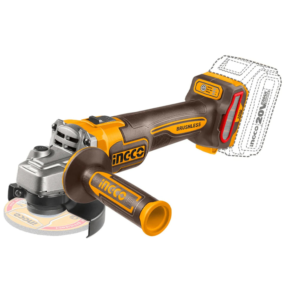 Esmeriladora Inalambrica 4-1/2" 20V Brushless 2 Baterias Ingco UCAGLI271532