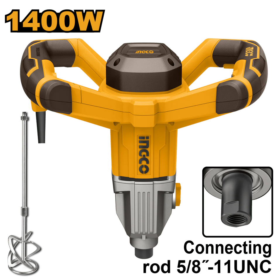 Mezcladora Electrica De Pintura o Cemento 1400W 0-750Rpm Ingco UMX214008