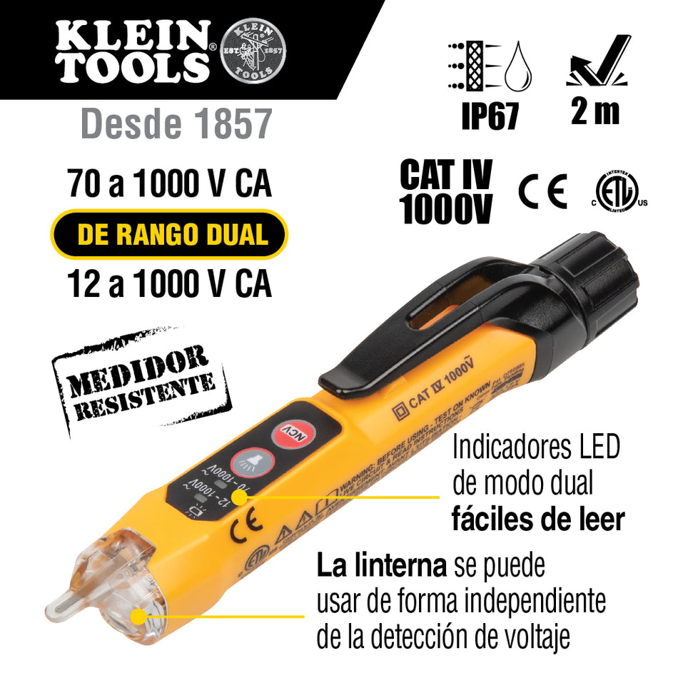 KLEIN TOOLS RT250 Kit de prueba eléctrica NCVT Rango dual y probador de receptáculo GFCI