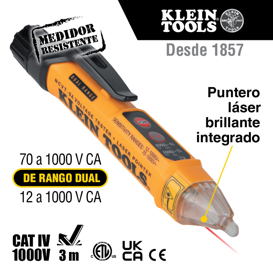 KLEIN TOOLS NCVT5KIT Kit de prueba eléctrica NCVT de rango dual y probador de receptáculo GFCI