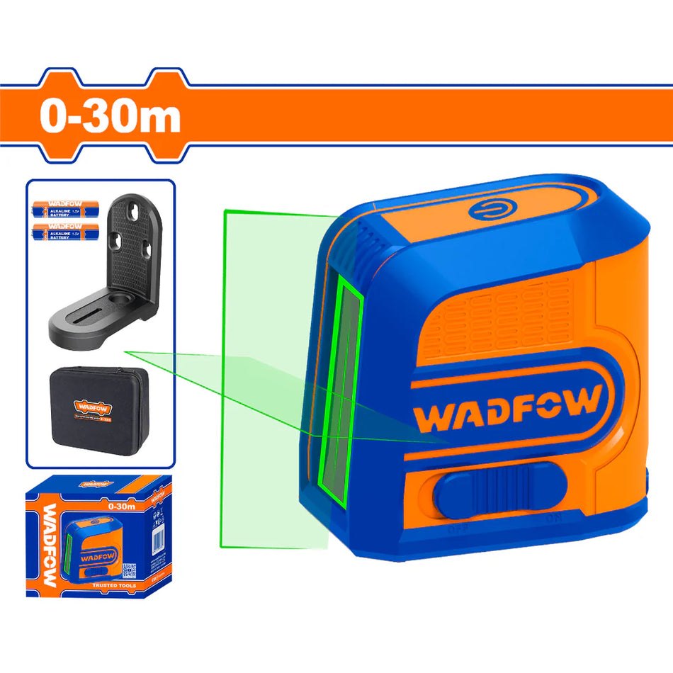 Nivel Laser 2 Lineas Luz Verde Autonivelante a Bateria 30Mt Wadfow WLE2M03