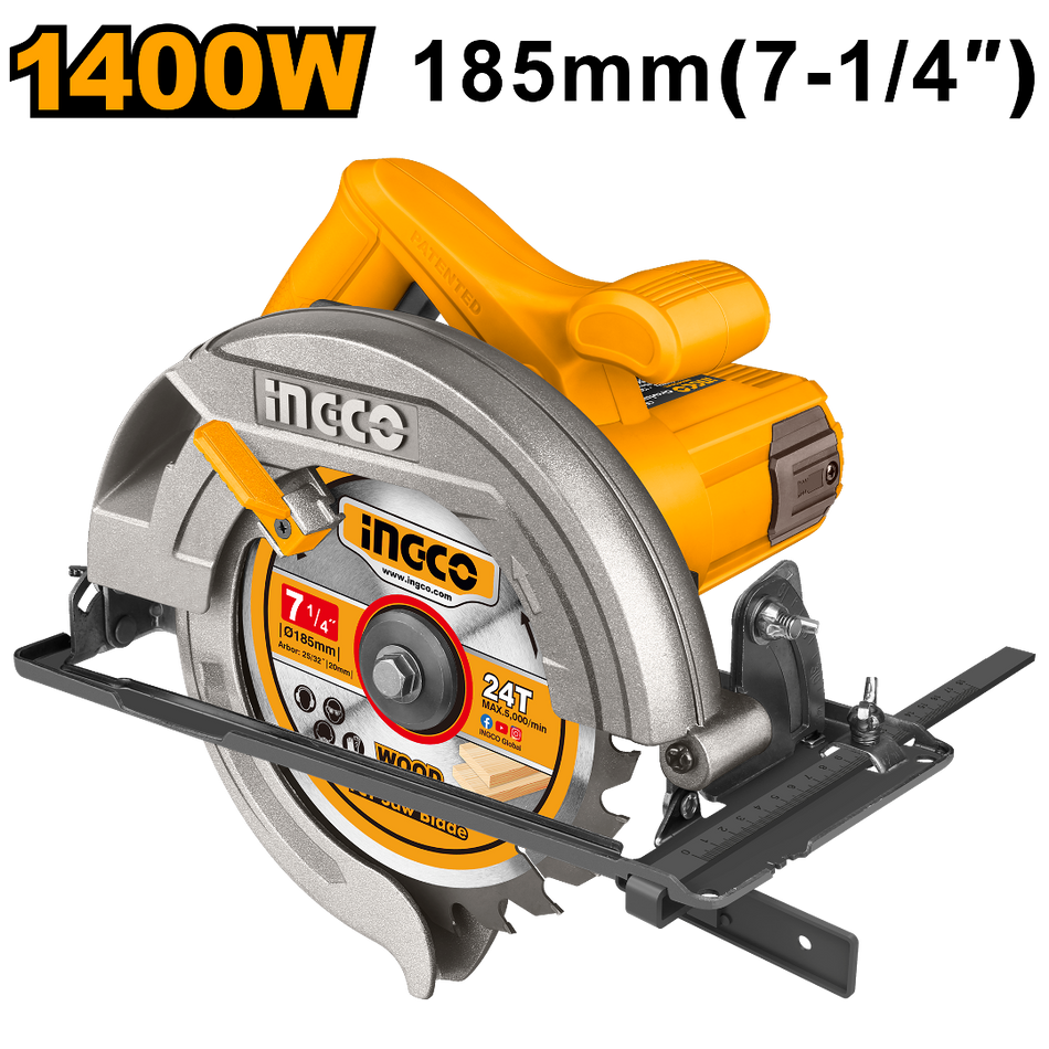 Sierra circular 7-1/4" Ingco UCS18538 1400W Electrica (184mm)