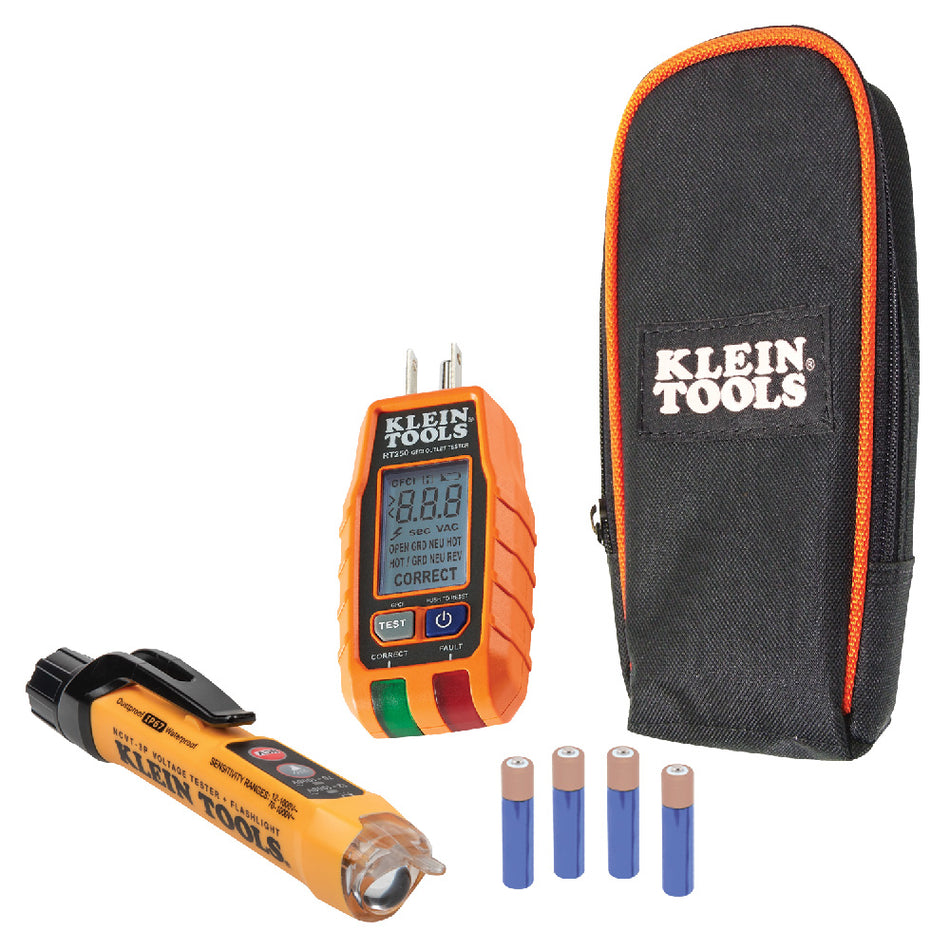 KLEIN TOOLS RT250 Kit de prueba eléctrica NCVT Rango dual y probador de receptáculo GFCI